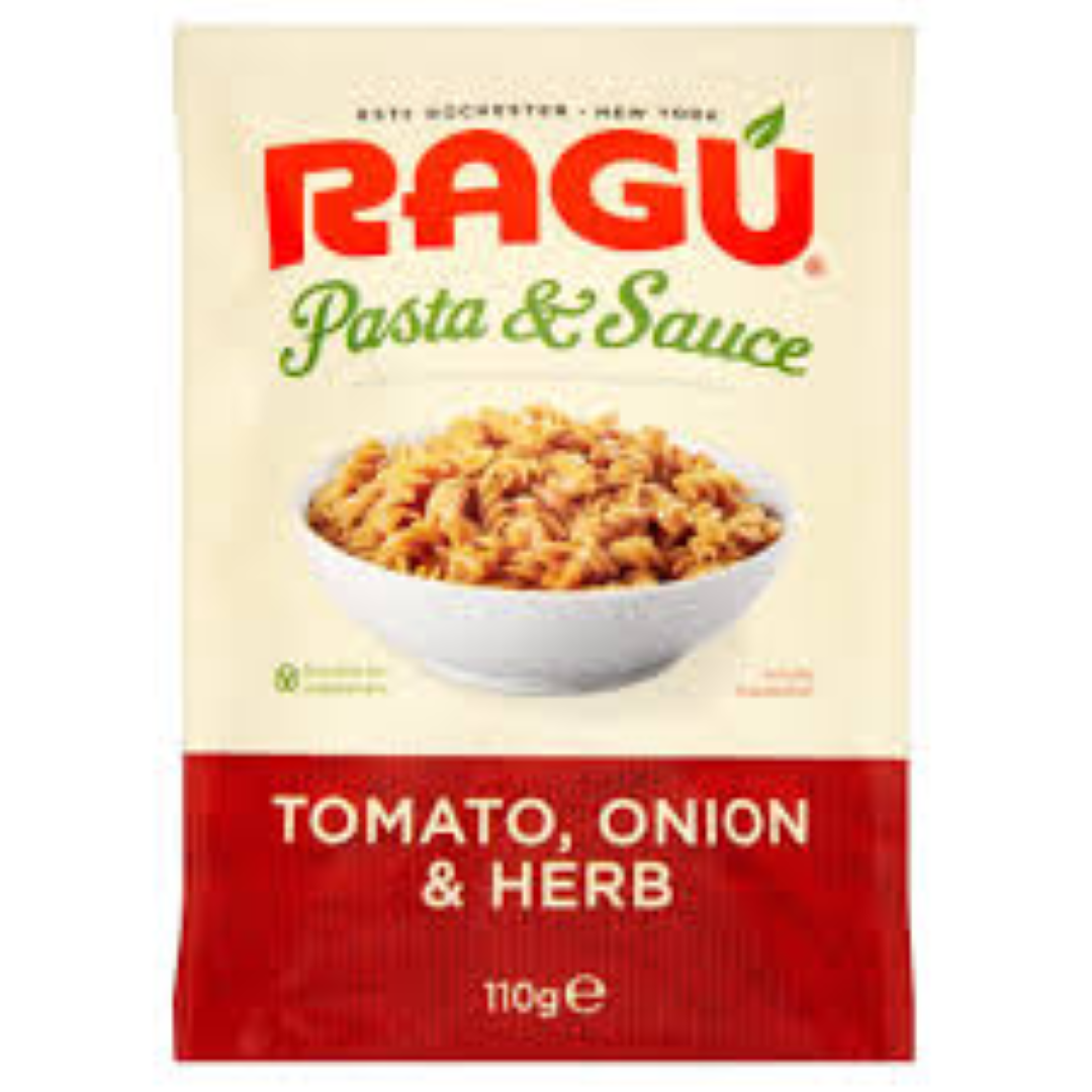 RAGU PASTA & SAUCE TOMATO ONION & HERB 110G